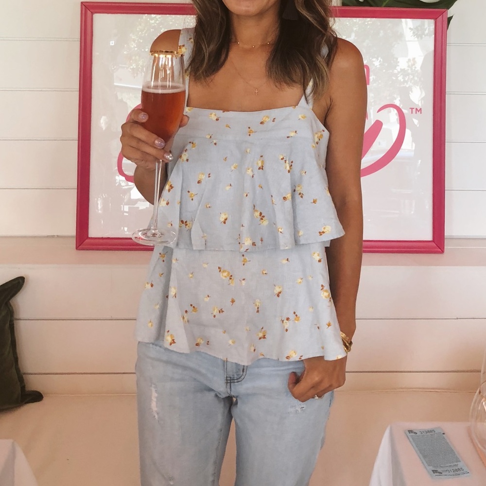 Powder blue floral BP tank